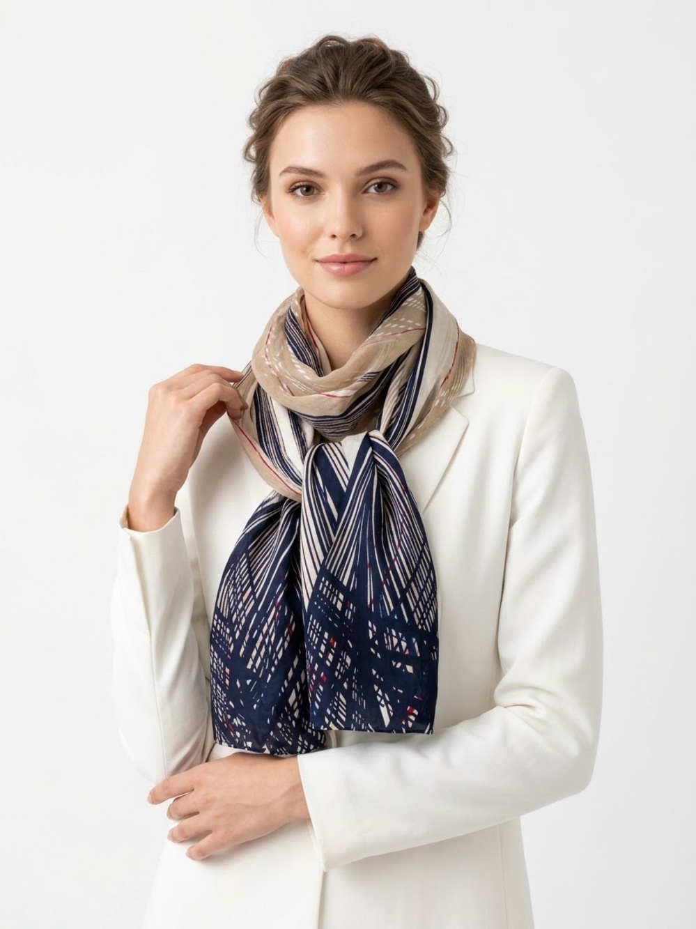 TALBOTS Silk Blend Abstract Art Deco Scarf NWT 